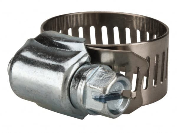 Value Collection - SAE Size 8, 7/16 to 1" Diam, Stainless Steel/Carbon Steel Worm Drive Clamp - 1/2" Wide, Material Grade 201 - Makers Industrial Supply