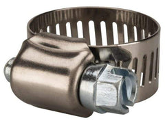 Value Collection - SAE Size 8, 7/16 to 1" Diam, Stainless Steel/Carbon Steel Worm Drive Clamp - 1/2" Wide, Material Grade 201 - Makers Industrial Supply