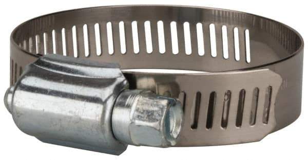 Value Collection - SAE Size 28, 1-1/4 to 2-1/4" Diam, Stainless Steel/Carbon Steel Worm Drive Clamp - 1/2" Wide, Material Grade 201 - Makers Industrial Supply