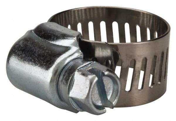 Value Collection - SAE Size 6, 3/8 to 7/8" Diam, Stainless Steel/Carbon Steel Worm Drive Clamp - 1/2" Wide, Material Grade 201 - Makers Industrial Supply