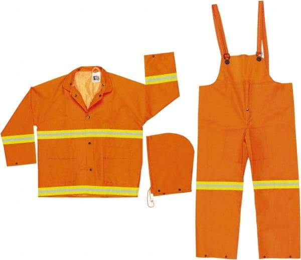 MCR Safety - Size S, Orange, Rain, Disposable Encapsulated Suit - Detachable Hood, Take Up Snaps Ankle, Take Up Snaps Wrist - Makers Industrial Supply