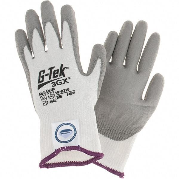 PIP - Size XS, ANSI Cut Lvl A3, Cut Resistant Gloves - Palm & Fingers Coated, White/Gray - Makers Industrial Supply