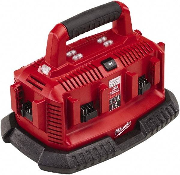 Milwaukee Tool - 18 Volt, 6 Battery Lithium-Ion Power Tool Charger - 30 min to 1 hr to Charge, Pass Through Plug Power Source - Makers Industrial Supply