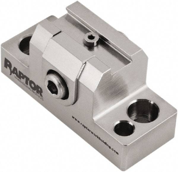 Raptor Workholding - 1-1/4" High x 1" Wide x 2-1/2" Long Dovetail Vise - 3/8" Jaw Opening Capacity, 1/8" High x 1-1/4" Wide Jaw, For 4 & 5 Axis Workholding Systems - Makers Industrial Supply