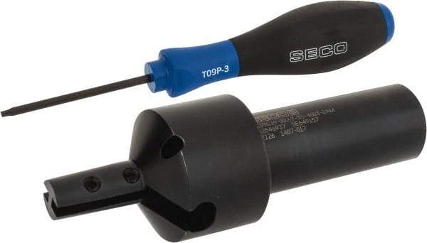 Seco - 0.67" Cut Diam, 0.98" Max Depth of Cut, 1" Shank Diam, Indexable Thread Mill - 40mm Insert Size, 2 Inserts, Toolholder Style R396.19, 4.55" OAL - Makers Industrial Supply