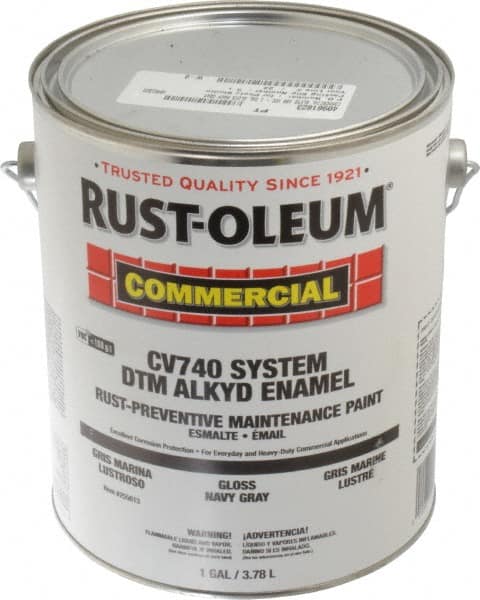 Rust-Oleum - 1 Gal Navy Gray Gloss Finish Alkyd Enamel Paint - 278 to 509 Sq Ft per Gal, Interior/Exterior, Direct to Metal, <100 gL VOC Compliance - Makers Industrial Supply