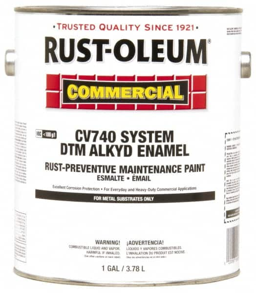 Rust-Oleum - 1 Gal White Gloss Finish Alkyd Enamel Paint - 278 to 509 Sq Ft per Gal, Interior/Exterior, Direct to Metal, <100 gL VOC Compliance - Makers Industrial Supply