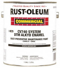 Rust-Oleum - 1 Gal White Gloss Finish Alkyd Enamel Paint - 278 to 509 Sq Ft per Gal, Interior/Exterior, Direct to Metal, <100 gL VOC Compliance - Makers Industrial Supply