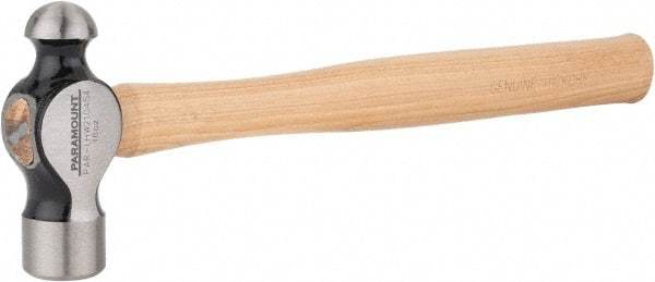 Paramount - 1 Lb Head Ball Pein Hammer - Wood Handle, 13-3/4" OAL - Makers Industrial Supply