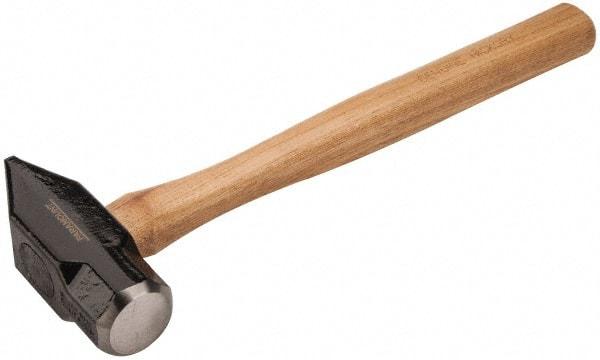 Paramount - 3 Lb Head Blacksmith's Hammer - 14-1/2" OAL, 12" Long Wood Handle, 2-1/4" Face Diam - Makers Industrial Supply