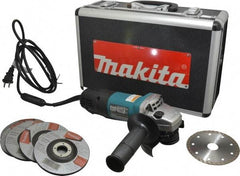 Makita - 4-1/2" Wheel Diam, 10,000 RPM, Corded Angle & Disc Grinder - 5/8-11 Spindle, 120 Volts, 7.5 Amps - Makers Industrial Supply