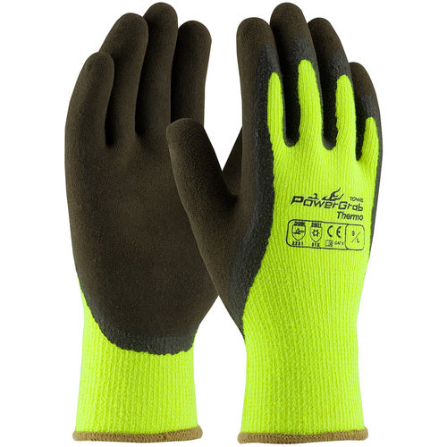 ‎41-1405/XXL Insulated Seamless Knit - PowerGrab Thermo - HV Lime Acrylic Terry Shell - Latex MicroFinish Grip - Exact Industrial Supply