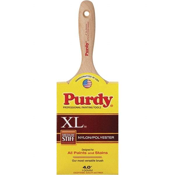 Purdy - 4" Synthetic General Purpose Paint Brush - 3-15/16" Bristle Length, 6" Wood Beavertail Handle - Makers Industrial Supply