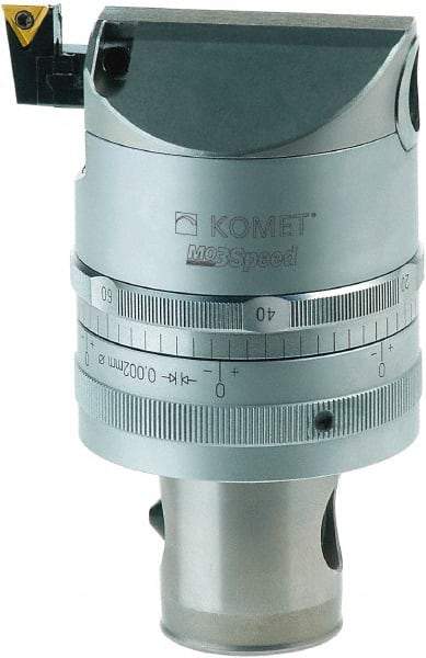 Komet - 40mm Body Diam, Manual Single Cutter Boring Head - 49mm to 63mm Bore Diam - Exact Industrial Supply