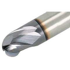 Iscar - 4mm Diam, 7mm LOC, 3 Flute Solid Carbide Ball End Mill - TiAlN Finish, Single End, 57mm OAL, 6mm Shank Diam, Spiral Flute - Makers Industrial Supply