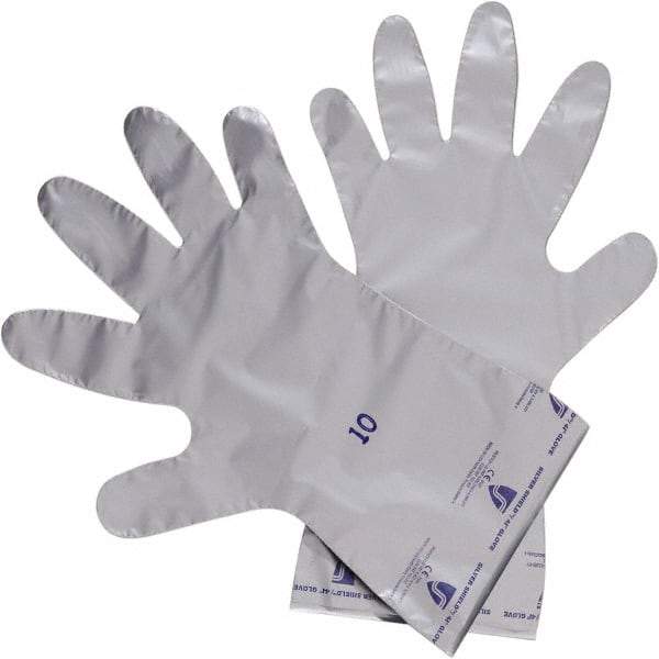 North - 14-1/2" Long, 2.7 mil Thick, Chemical Resistant Gloves - Silver - Makers Industrial Supply