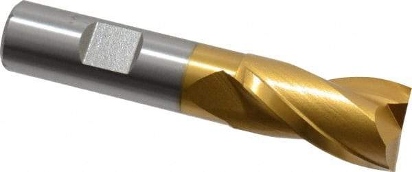 Hertel - 3/4", 1-5/16" LOC, 5/8" Shank Diam, 3-7/16" OAL, 2 Flute, Cobalt Square End Mill - Single End, TiN Finish, Centercutting - Makers Industrial Supply