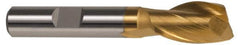 Hertel - 3/4", 1-5/8" LOC, 1/2" Shank Diam, 3-5/8" OAL, 2 Flute, High Speed Steel Square End Mill - Single End, TiN Finish, Spiral Flute, 42° Helix, Centercutting, Right Hand Cut, Right Hand Flute - Makers Industrial Supply