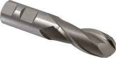 Hertel - 1" Diam, 2-1/4" LOC, 2 Flute Cobalt Ball End Mill - Uncoated, Single End, 4-3/4" OAL, 1" Shank Diam, Spiral Flute - Makers Industrial Supply