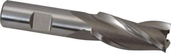 Hertel - 3/4", 1-5/8" LOC, 5/8" Shank Diam, 3-3/4" OAL, 3 Flute, High Speed Steel Square End Mill - Single End, Uncoated, Spiral Flute, 30° Helix, Centercutting, Right Hand Cut, Right Hand Flute - Makers Industrial Supply