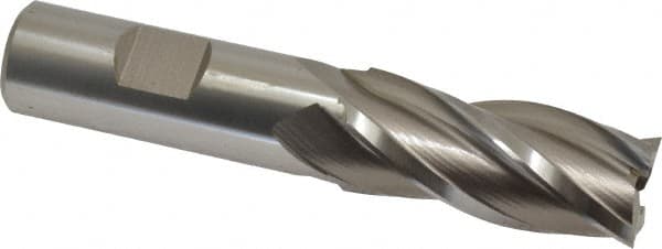 Hertel - 13/16", 1-7/8" LOC, 3/4" Shank Diam, 4-1/8" OAL, 4 Flute, High Speed Steel Square End Mill - Single End, Uncoated, Spiral Flute, 30° Helix, Right Hand Cut, Right Hand Flute - Makers Industrial Supply