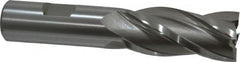 Hertel - 7/8", 1-7/8" LOC, 3/4" Shank Diam, 4-1/8" OAL, 4 Flute, High Speed Steel Square End Mill - Single End, Uncoated, Spiral Flute, 30° Helix, Right Hand Cut, Right Hand Flute - Makers Industrial Supply