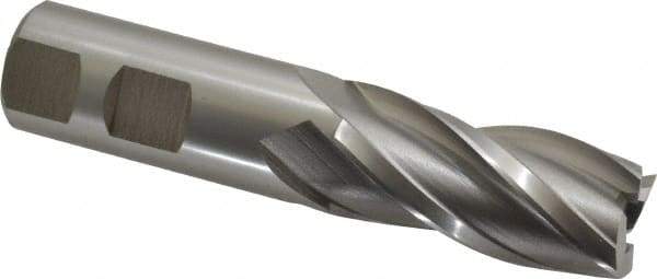 Hertel - 7/8", 1-7/8" LOC, 7/8" Shank Diam, 4-1/8" OAL, 4 Flute, High Speed Steel Square End Mill - Single End, Uncoated, Spiral Flute, 30° Helix, Right Hand Cut, Right Hand Flute - Makers Industrial Supply