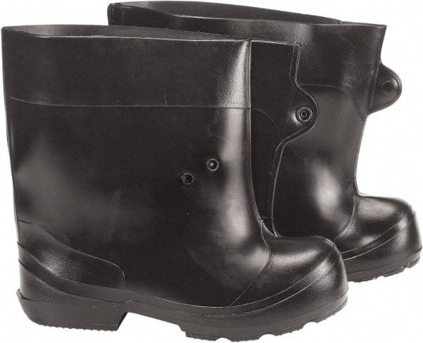 Winter Walking - Men's 5 - 7.5 (Women's 7-9.5) Traction Overboots - 10" High, Plain Toe, Nonslip Sole, Rubber Upper, Black - Makers Industrial Supply