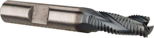 Hertel - 5/16" Diam, Fine Pitch, 3/4" LOC, 3 Flute Cobalt Roughing Square End Mill - TiCN Finish, 2-1/2" OAL, 3/8" Shank Diam, Single End, Centercutting, 30° Helix - Makers Industrial Supply