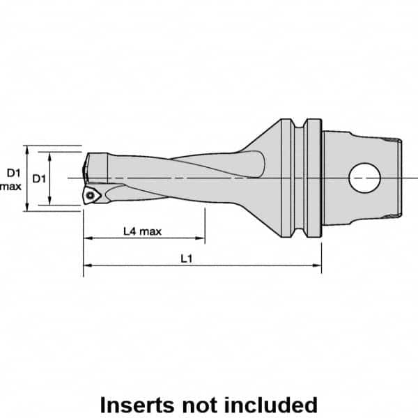 Kennametal - 101.6mm Max Drill Depth, 2xD, 50.8mm Diam, Indexable Insert Drill - 2 Inserts, 50mm Shank Diam, KM50 Modular Connection Shank - Makers Industrial Supply