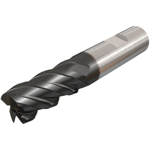 Iscar - 7mm, 16mm LOC, 7mm Shank Diam, 60mm OAL, 4 Flute, Solid Carbide Square End Mill - Single End, TiAlN Finish, Spiral Flute, 45° Helix, Right Hand Cut, Right Hand Flute - Makers Industrial Supply