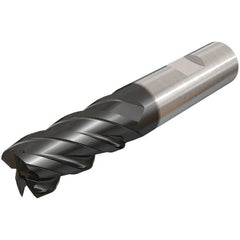 Iscar - 8mm, 20mm LOC, 8mm Shank Diam, 63mm OAL, 4 Flute, Solid Carbide Square End Mill - Single End, TiAlN Finish, Spiral Flute, 45° Helix, Right Hand Cut, Right Hand Flute - Makers Industrial Supply