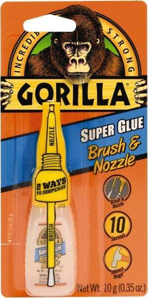 Gorilla Glue - 0.35 oz Bottle Clear Super Glue - 24 hr Full Cure Time, Bonds to Most Surfaces - Makers Industrial Supply