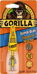 Gorilla Glue - 0.35 oz Bottle Clear Super Glue - 24 hr Full Cure Time, Bonds to Most Surfaces - Makers Industrial Supply