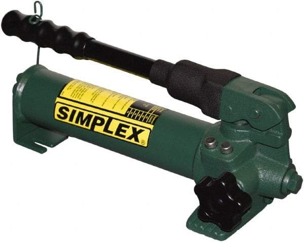 TK Simplex - 2 Stage, 1-1/2" Piston Diam, 3/8 NPTF, 0.23 & 0.06 Cu In Per Stroke, Manual Hydraulic Pump - 20 Cu In Reservoir, 200 psi First Stage, 2,850 psi Second Stage - Makers Industrial Supply