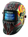 #41283 - Solar Powered Welding Helment; Black with Skull and Pipewrench Graphics - Makers Industrial Supply