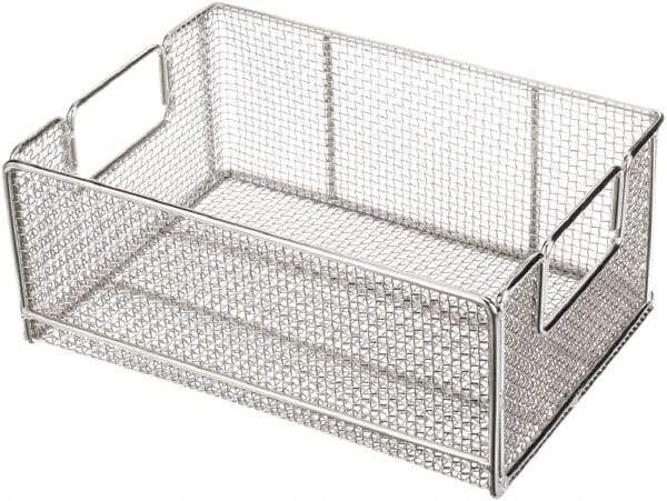 Marlin Steel Wire Products - 10" Deep, Rectangular Stainless Steel Wire Basket - 14" Wide x 6" High - Makers Industrial Supply