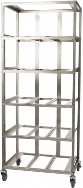 Marlin Steel Wire Products - 21-21/32" Wide x 28-1/2" Long x 12-1/4" High Storage Rack Cart - 5 Shelf, 5 Slot, Stainless Steel, 4 Swivel Casters - Makers Industrial Supply