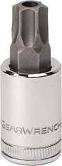 GearWrench - 1/4" Drive, T15 Torx Bit Socket - 1-17/32" OAL, 0.984" Bit Length, Tamper Resistant - Makers Industrial Supply