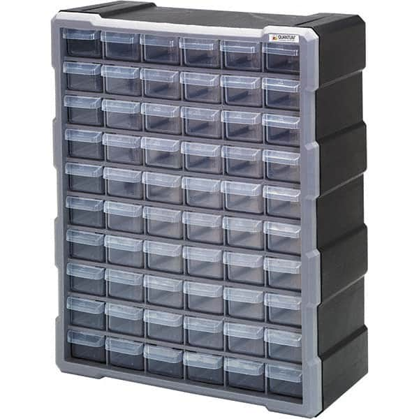 Quantum Storage - 60 Drawer, Small Parts Drawer Cabinet System - 18-3/4" Deep x 6-1/4" Wide x 15" High - Makers Industrial Supply