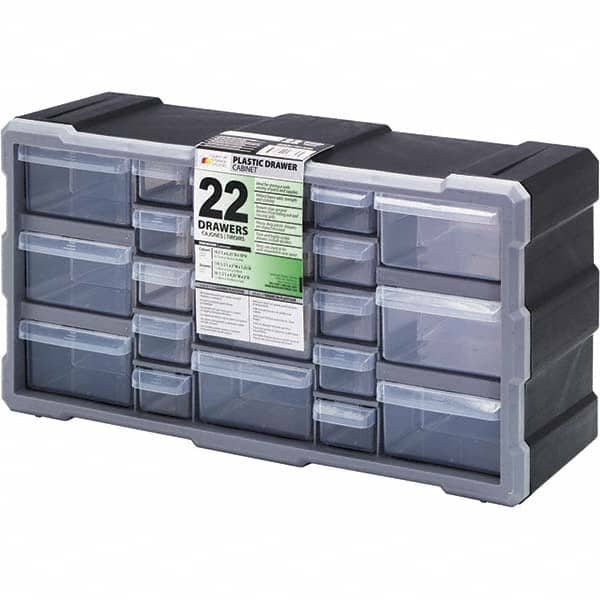 Quantum Storage - 22 Drawer, Small Parts Drawer Cabinet System - 19-1/2" Deep x 6-1/4" Wide x 10" High - Makers Industrial Supply