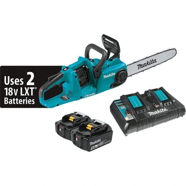 Makita - 18 Volt, 3940 Ft/min, Battery Powered Chainsaw - 14" Guide Bar Length, 3/8" Chain Pitch, 0.043 Chain Gauge - Makers Industrial Supply