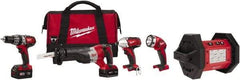 Milwaukee Tool - 18 Volt Cordless Tool Combination Kit - Includes 1/2" Hammer Drill, 1/4" Hex Impact Driver & Sawzall Reciprocating Saw, Lithium-Ion Battery Included - Makers Industrial Supply