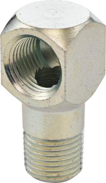 Umeta - 90° Head Angle, 1/8 PTF Steel Grease Fitting Adapter - 1/2" Hex, 1-1/8" Overall Height, Zinc Plated Finish - Makers Industrial Supply