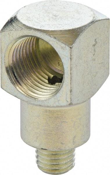 Umeta - 90° Head Angle, 1/4-28 PTF Steel Grease Fitting Adapter - 1/2" Hex, 1.0313" Overall Height, Zinc Plated Finish - Makers Industrial Supply