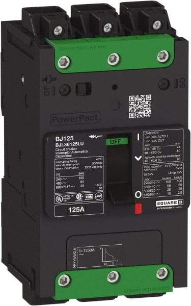 Square D - 30 Amp, 277 VAC, 1 Pole, Panel Mount B-Frame Circuit Breaker - Thermal-Magnetic Trip, 65 kA at 240 V, 35 kA at 277 VAC Breaking Capacity, 14-2/0 AWG - Makers Industrial Supply