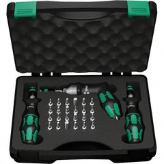 Wera - 28 Piece, 2-1/2 to 55 In/Lb, Ergo Cushion Grip Driver Adjustable Torque Limiting Screwdriver Kit - 1/4" Drive - Makers Industrial Supply