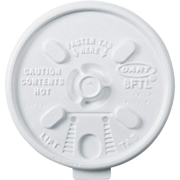 DART - Plastic Hot Cup Lids, 6-10 oz Cups - White - Makers Industrial Supply