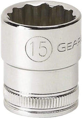 GearWrench - 3/8" Drive, Standard Hand Socket - 12 Points, 0.984" OAL, Alloy Steel, Full Polish Finish - Makers Industrial Supply