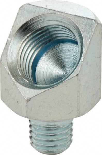 Umeta - 45° Head Angle, 1/4-28 PTF Steel Grease Fitting Adapter - 1/2" Hex, 13/16" Overall Height, Zinc Plated Finish - Makers Industrial Supply